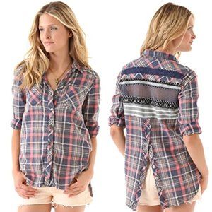 Free People Road Trip Flannel Shirt with Splitback